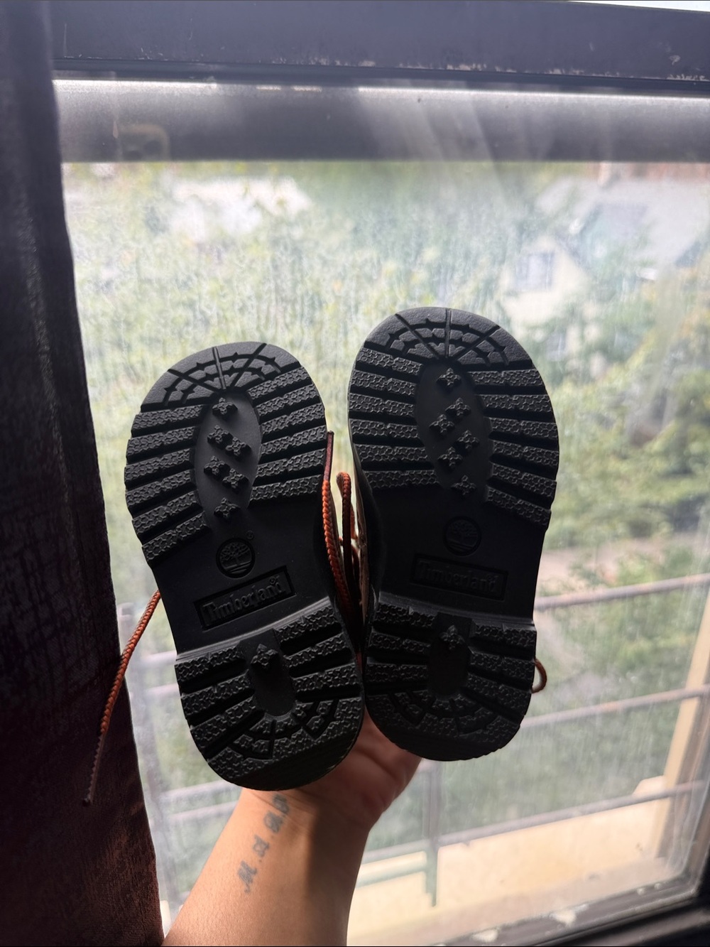 Timberland Kids Black Boots with Brown Laces
